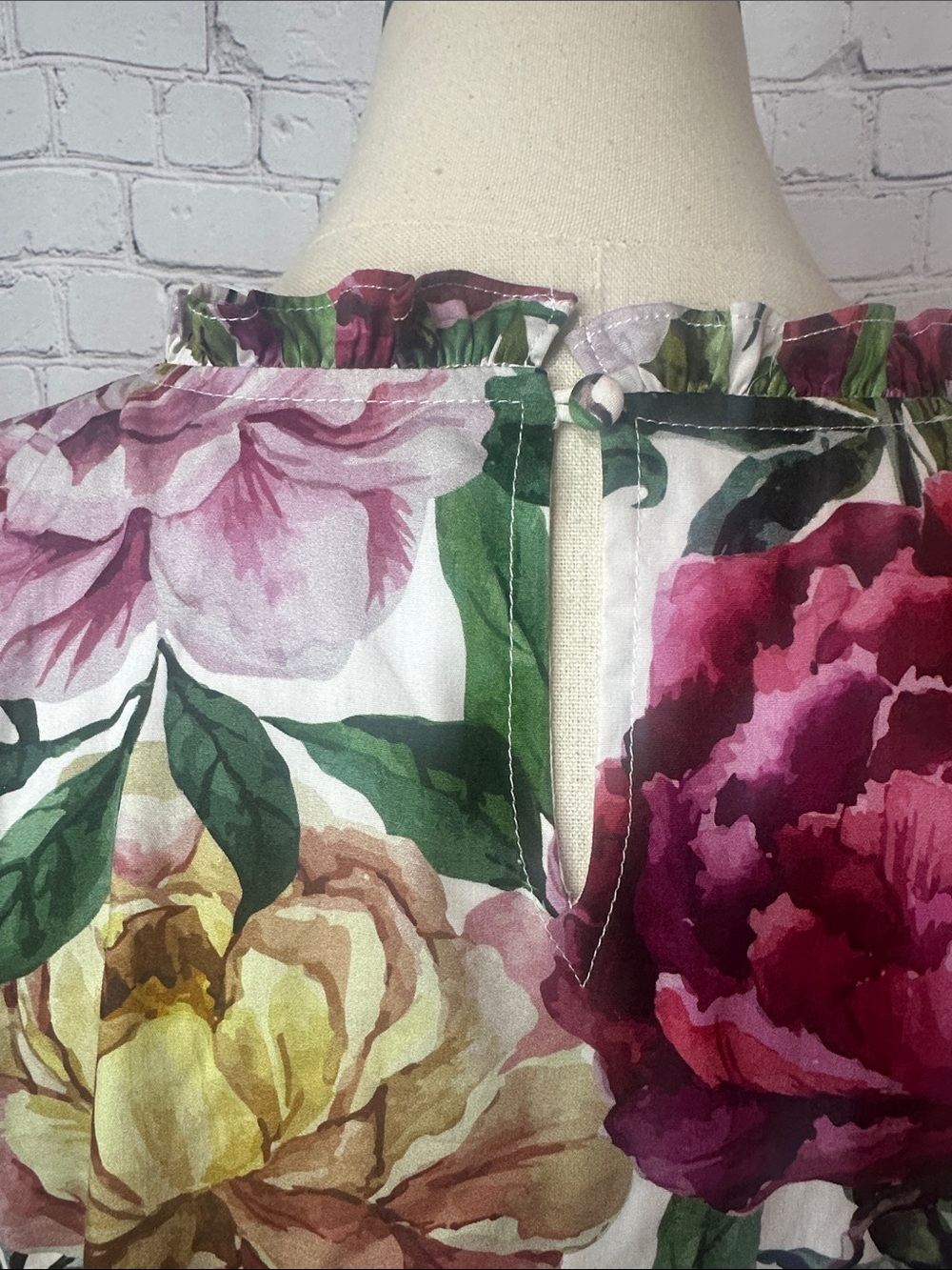 Aura Tiered Floral Print Ruffle Sleeve Dress 100% Cotton Size XL - Picture 5 of 11